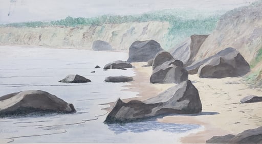 Robert B. Russell Oil on Board Seascape Painting