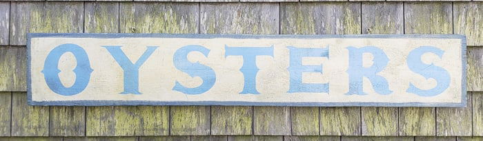 Antique Style Hand Painted Wood Oysters Trade Sign