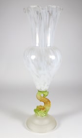 Large Venetian Hand Blown Dolphin Pedestal Murano Glass Vase