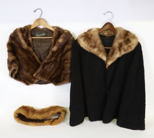 Vintage Winter Lady's Coat, Shawl and Scarf