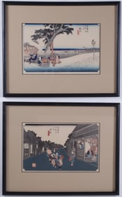 Ando Hiroshima, Also Known as Utagawa Hiroshigi, Two Woodblock Prints "Chuzenji Lake at Nikto" and
