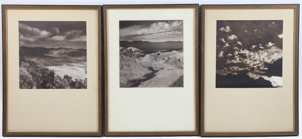 In The Manner of Ansel Adams Three Landscape Studies Photogravures in Sepia