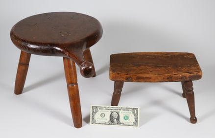 Two Antique American Milking Stools