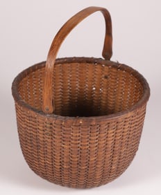 Antique Round Open Swing Handle Nantucket Lightship Basket