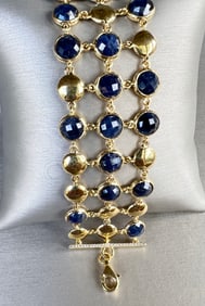 Faceted Blue Sapphire Sterling Silver Vermeil Bracelet