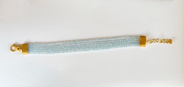Six-Strand Blue Topaz Sterling Silver Vermeil Bracelet