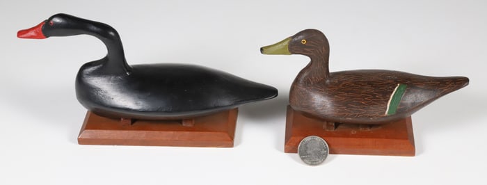 Pair of Dr. John Carriere Carved Miniature Duck Decoys