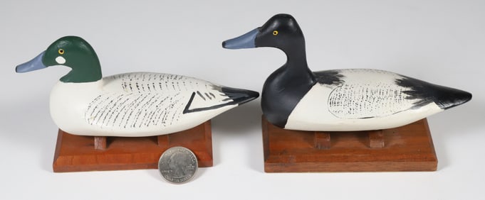 Pair of Dr. John Carriere Carved Miniature Duck Decoys