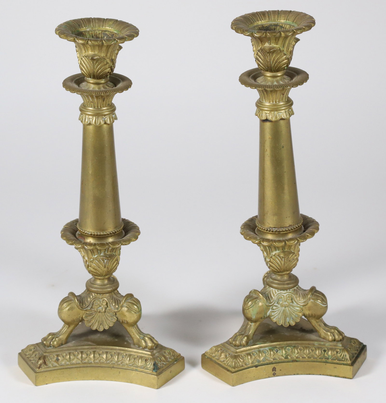 Pair of Classical Empire Bronze Candlesticks, circa 1840 (1 of 6)