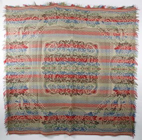 American Jacquard Four-Color Coverlet America's Freedom Home, 19th Century