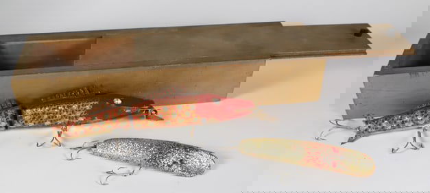Two Ice Fishing Lures in a Slide Top Box