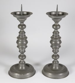 Pair of 19th Century Continental Pewter Pricket Sticks