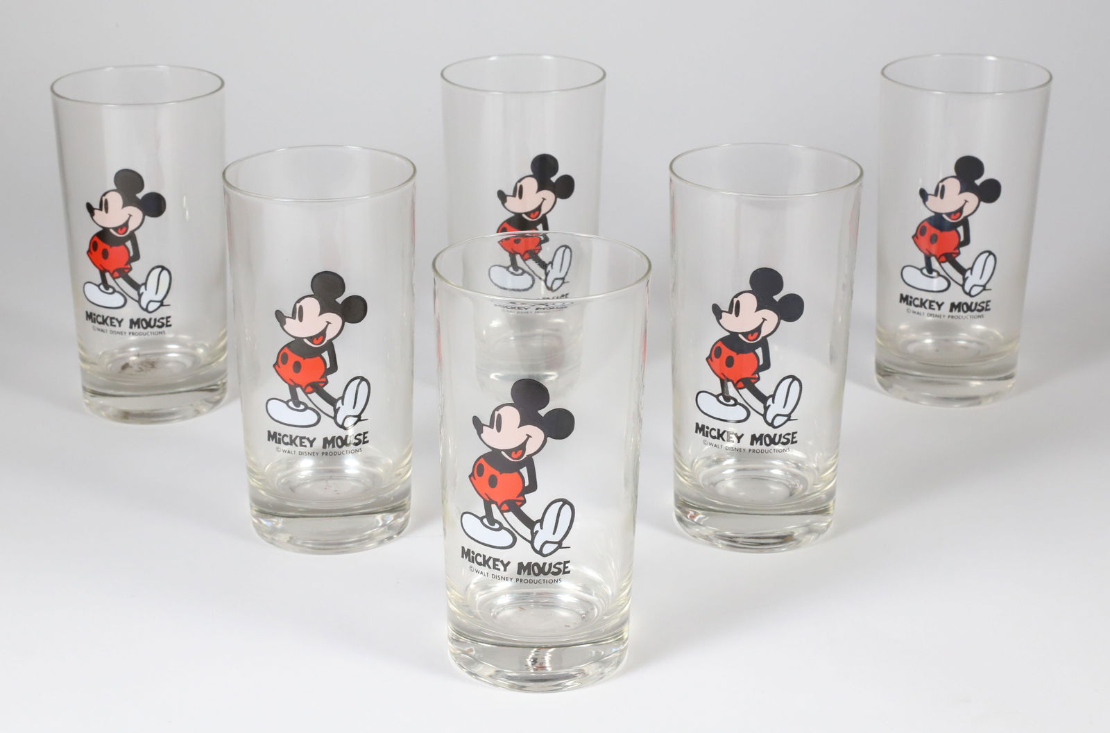 Set of Six Original Mickey Mouse Glasses