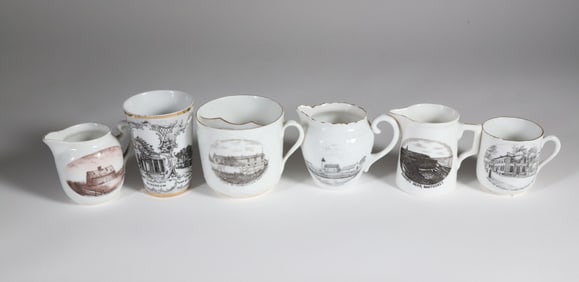 Collection of Six Antique Nantucket Souvenir Porcelains