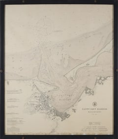 Antique Nantucket Nautical Harbor Chart, circa 1910