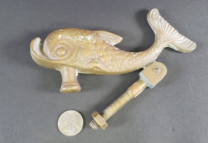Antique Figural Bronze Dolphin Sea Serpent Door Knocker