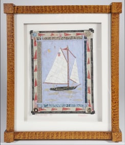 Padi Mayhew Handmade Paper Collage of The Yacht Calendar