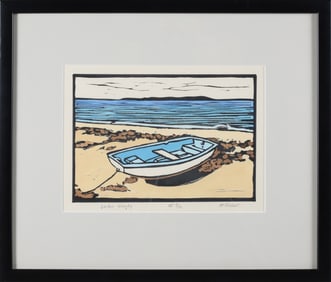 Howard Fraker Limited Edition Nantucket Woodcut "Harbor Dinghy"