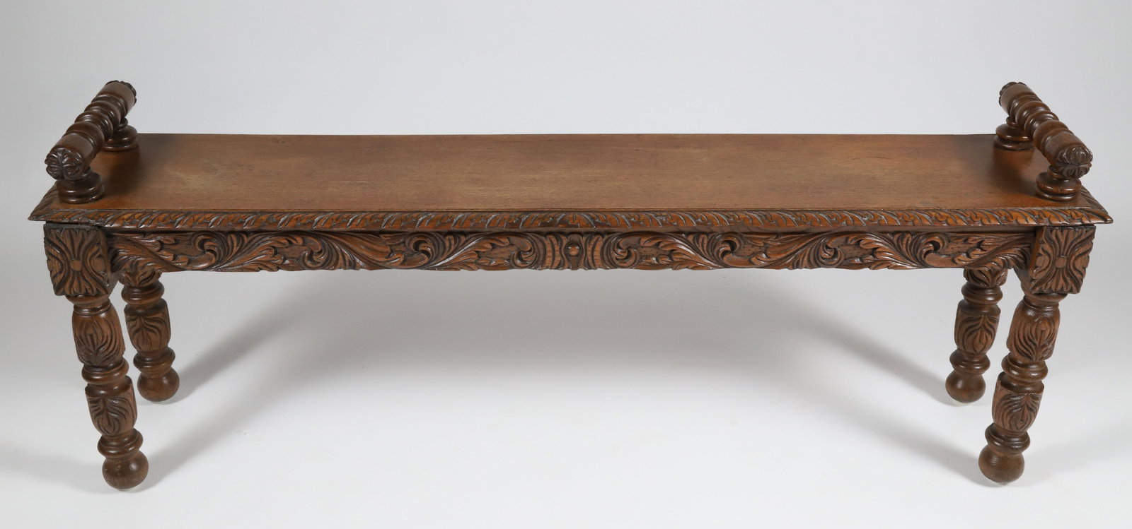Carved English Oak Window Bench, 19th Century (1 of 6)