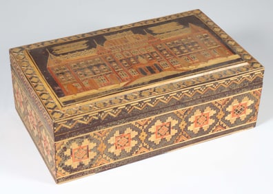 Vintage Straw Marquetry Trinket Box