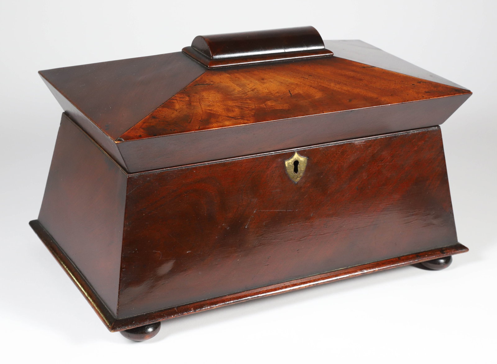 Large Antique Mahogany Double Compartment Tea Caddy, 19th Century (1 of 6)