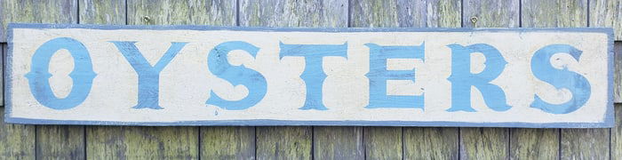 Antique Style Hand Painted Wood Oysters Trade Sign