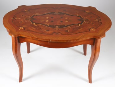 Multi-Wood Inlaid French Provincial Style Coffee Table