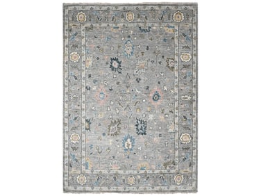 Grey Tone on Tone Hand Knotted Plush Wool Oushak Oriental Carpet