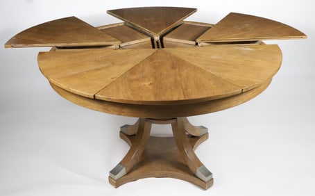 Contemporary Beechwood Tower Jupe Round Extendable Dining Table, 20th Century