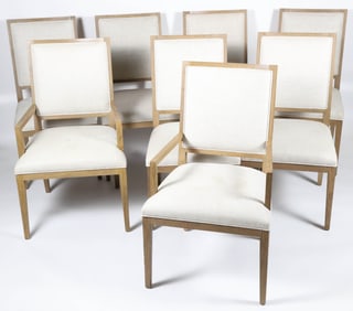 Set of Eight Contemporary Beechwood Upholstered Dining Chairs