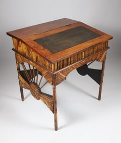 Antique Folk Art Adirondack Slant Front School House Desk
