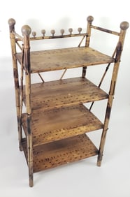 Antique English Bamboo Four-Tier Etagere Bookshelf Stand