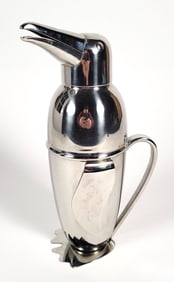 Vintage Art Deco Style Silver Plated Penguin Cocktail Shaker