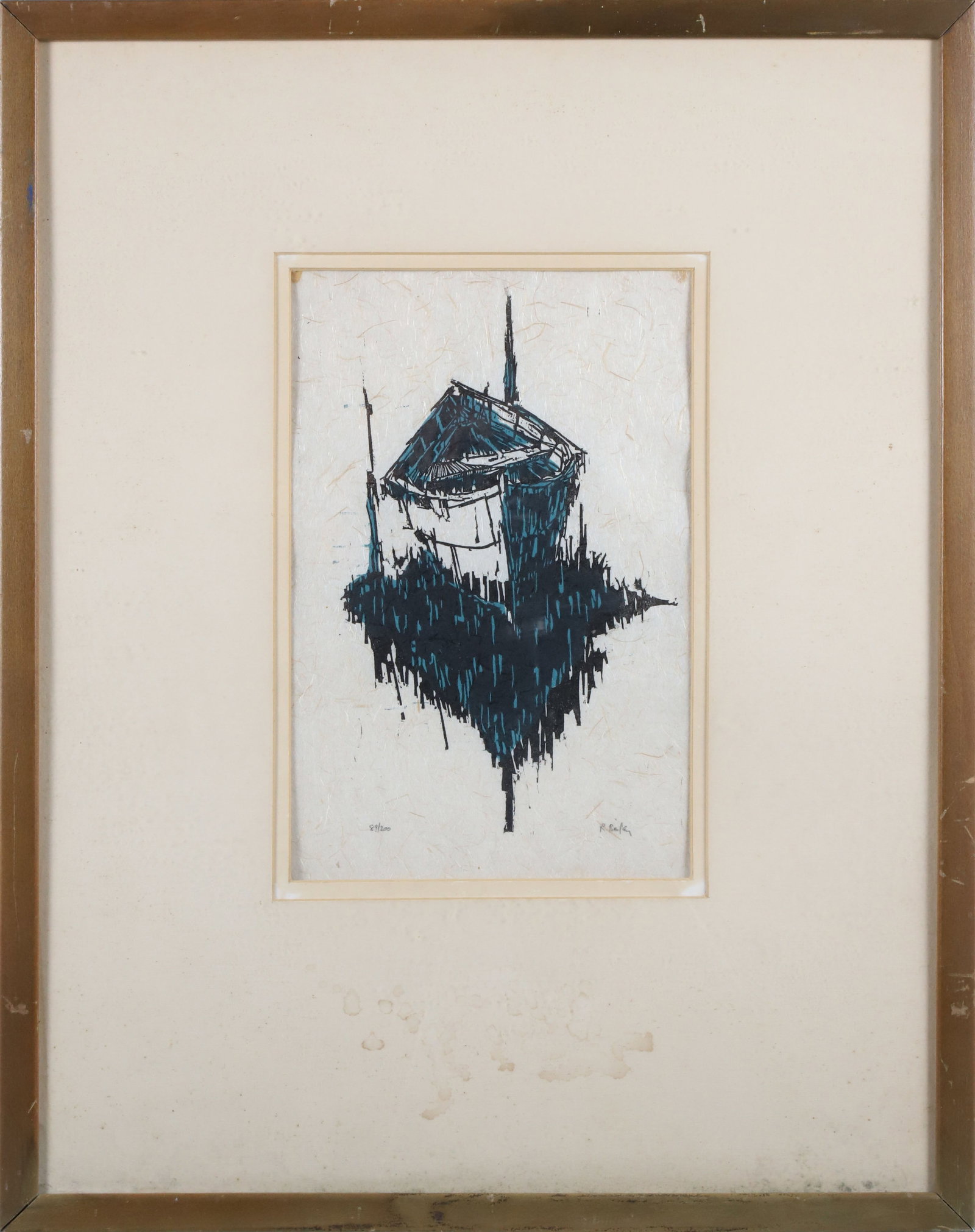 Roy Bailey Limited Edition Woodcut Print "Dory", Edition #89/300: Roy Bailey Limited Edition Woodcut "Dory" #89/300,pencil signed lower right, edition number lower left, matted and framed 11.5 in. x 7.5 in. Framed 23 in. x 18.25 in. Provenance: The Estate of Carole