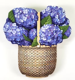 Vintage Barbara Capizzo Painted Nantucket Hydrangea Basket