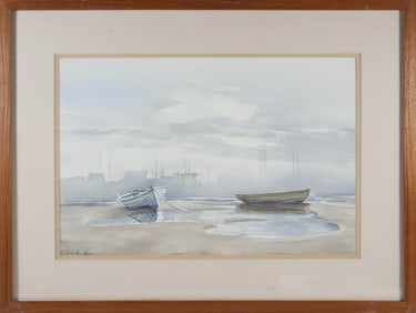 G.S. Hill Watercolor on Paper "Beached", circa 1980
