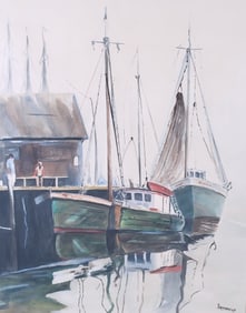 Vintage Watercolor on Artists Paper, "Fishermens Wharf"