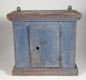 Swedish Gustavian Blue Painted Single Door Hanging Cabinet, 19th Century