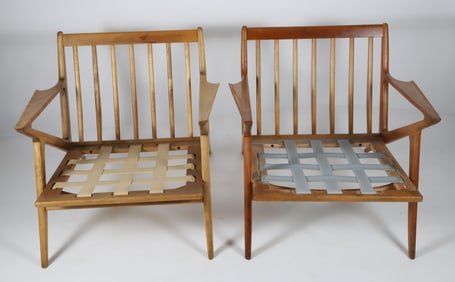 Two Danish Mid Century Modern "Z" Lounge Chairs, one by Poul Jensen for Selig