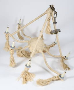 Contemporary Rope 8-Light Chandelier: Contemporary Rope 8-Light Chandelier Height 48 in. Diameter 45 in.