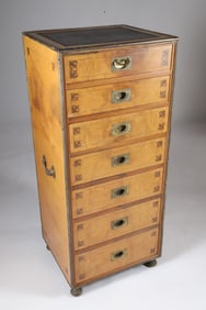 Vintage 7-Drawer Campaign Style Tall Chest of Drawers