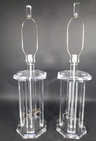 Pair of Mid Century Modern Lucite Lamps, 20th century