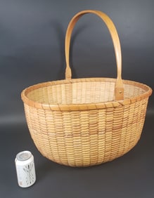 Monumental Arthur Martin Large Oval Open Swing Handle Nantucket Basket