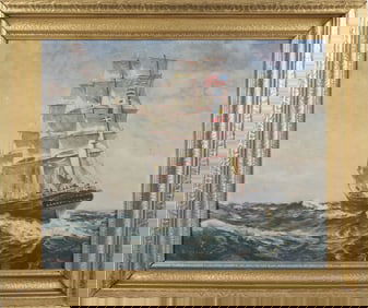 Alfred Addy Oil on Board "Portrait of the Clipper Panay Salem"