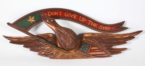 Contemporary Bellamy Style Eagle Plaque with Banner "Don't Give Up The Ship"