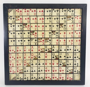 Vintage Folk Art Hand Crafted Playing Card Game Board, 20th century