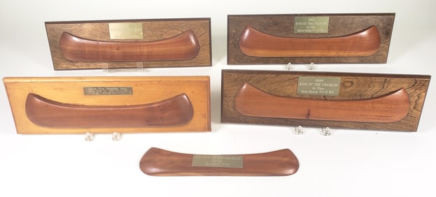 Group of Five Charles River Watershed Association Canoe Half Hull Trophy Plaques