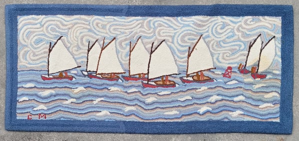 Catboats Hooked Rug