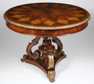 Maitland Smith Inlaid and Partial Gilt Center Table, Contemporary