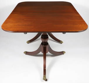 Regency Style Mahogany Double Pedestal Dining Table with Three Leaves (1 of 6)